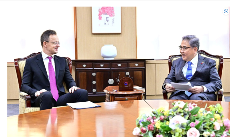 <strong>South Korean foreign minister Park Jin and Hungary Minister of Foreign Affairs and Trade Peter Szijjártó, meets together to strengthen ties between two countries on December 20, 2022.</strong>