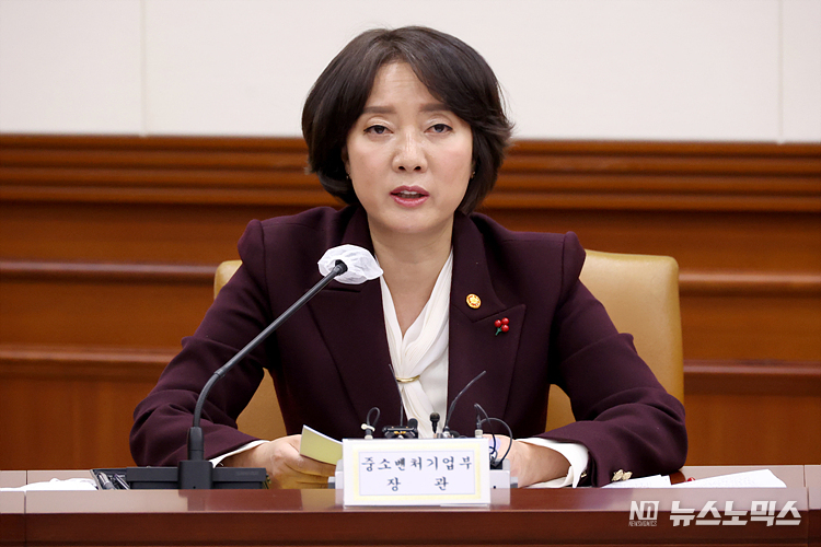 이영 중소벤처기업부 장관이 26일 서울 종로구 정부서울청사에서 열린 비상경제장관회의에 참석해 발언하고 있다. ⓒ정의철 기자