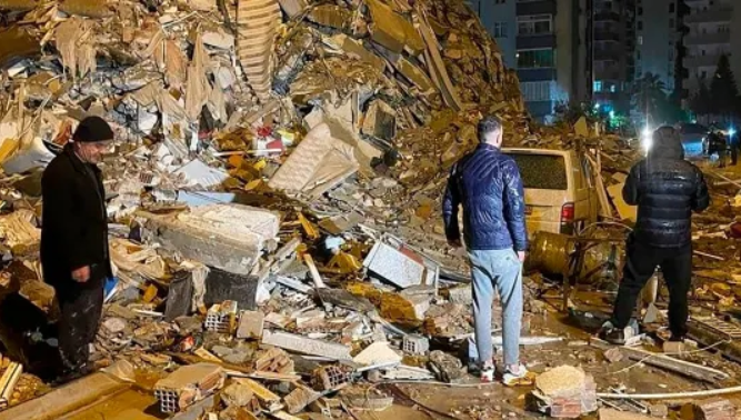 <strong>Collapsed buildings in Diyarbakir, southern Turkey, on Monday. Many casualties are feared in Turkey and neighbouring Syria after the earthquake caused huge destruction © AP / for presentational purpose only</strong>