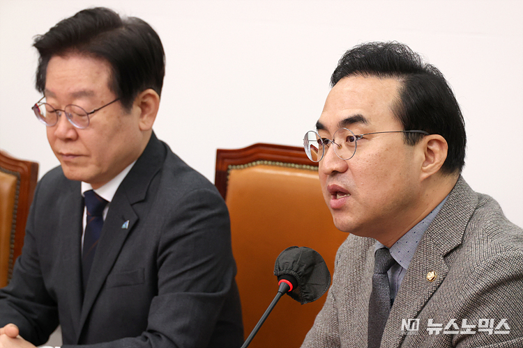 더불어민주당 박홍근 원내대표가 13일 서울 여의도 국회에서 열린 최고위원회의에 참석해 발언하고 있다. ⓒ정의철 기자
