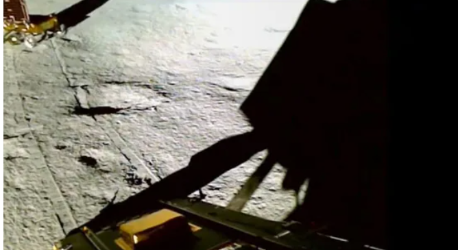 <strong>Chandrayaan-3 in sleeping mode on the lunar surface shared by ISRO.</strong>
