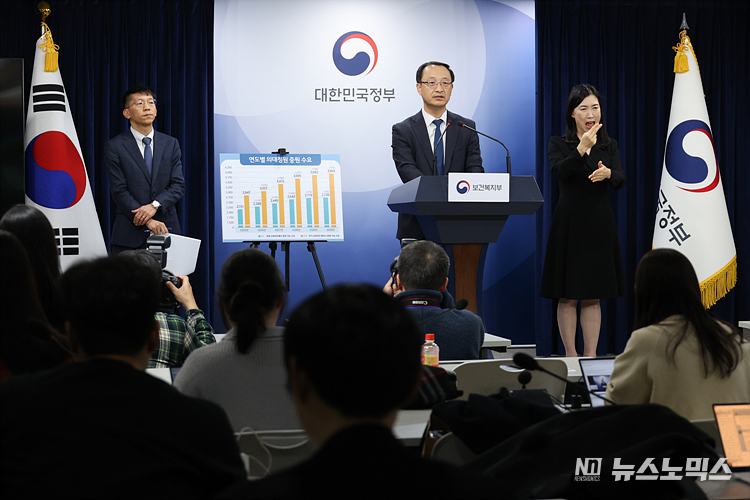 전병왕 보건복지부 보건의료정책실장이 21일 서울 종로구 정부서울청사에서 의과대학 입학 정원 수요 조사 결과를 발표하고 있다. ⓒ정의철 기자