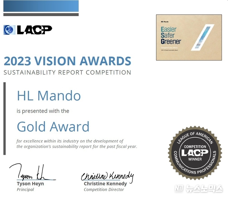 HL만도 LACP 어워즈 상장