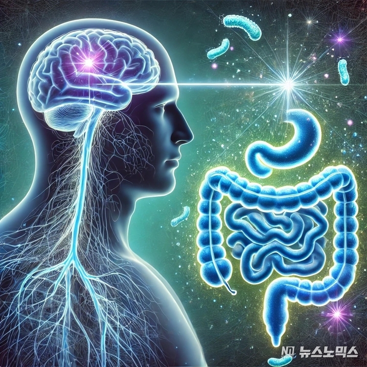 치매 유산균(NVP-2106)의 장-뇌 축(Gut-Brain Axis) 조절 개념의 시각적 표현(출처: ChatGPT 생성 이미지)
