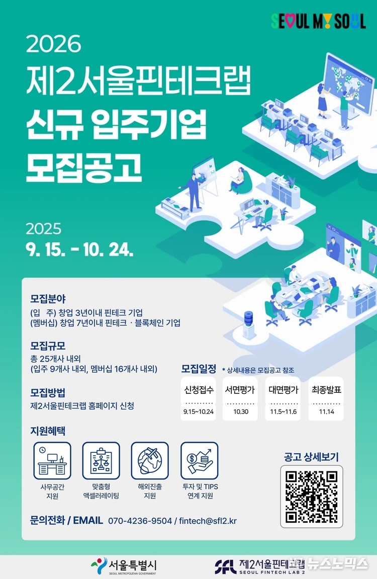 제2서울핀테크랩 신규 입주 기업 모집 공고 포스터