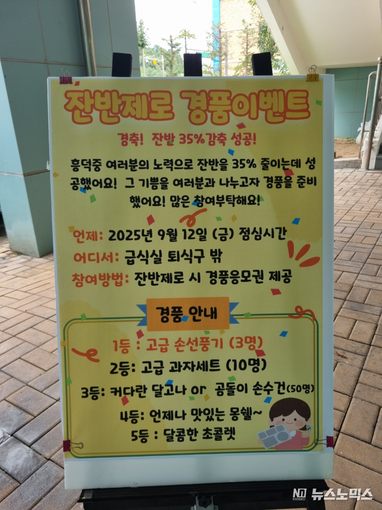 흥덕중의 급식 잔반 줄이기 프로젝트